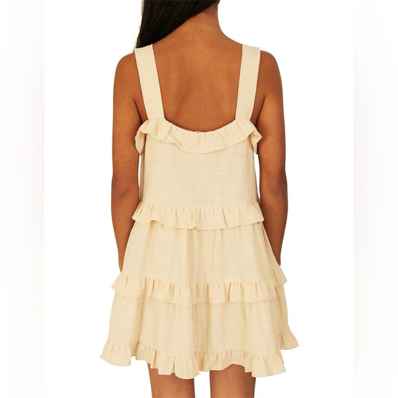 *NWT* Girl And The Sun Bask Frill Sleeveless Beige Mini Dress, Size Small - Picture 6 of 13
